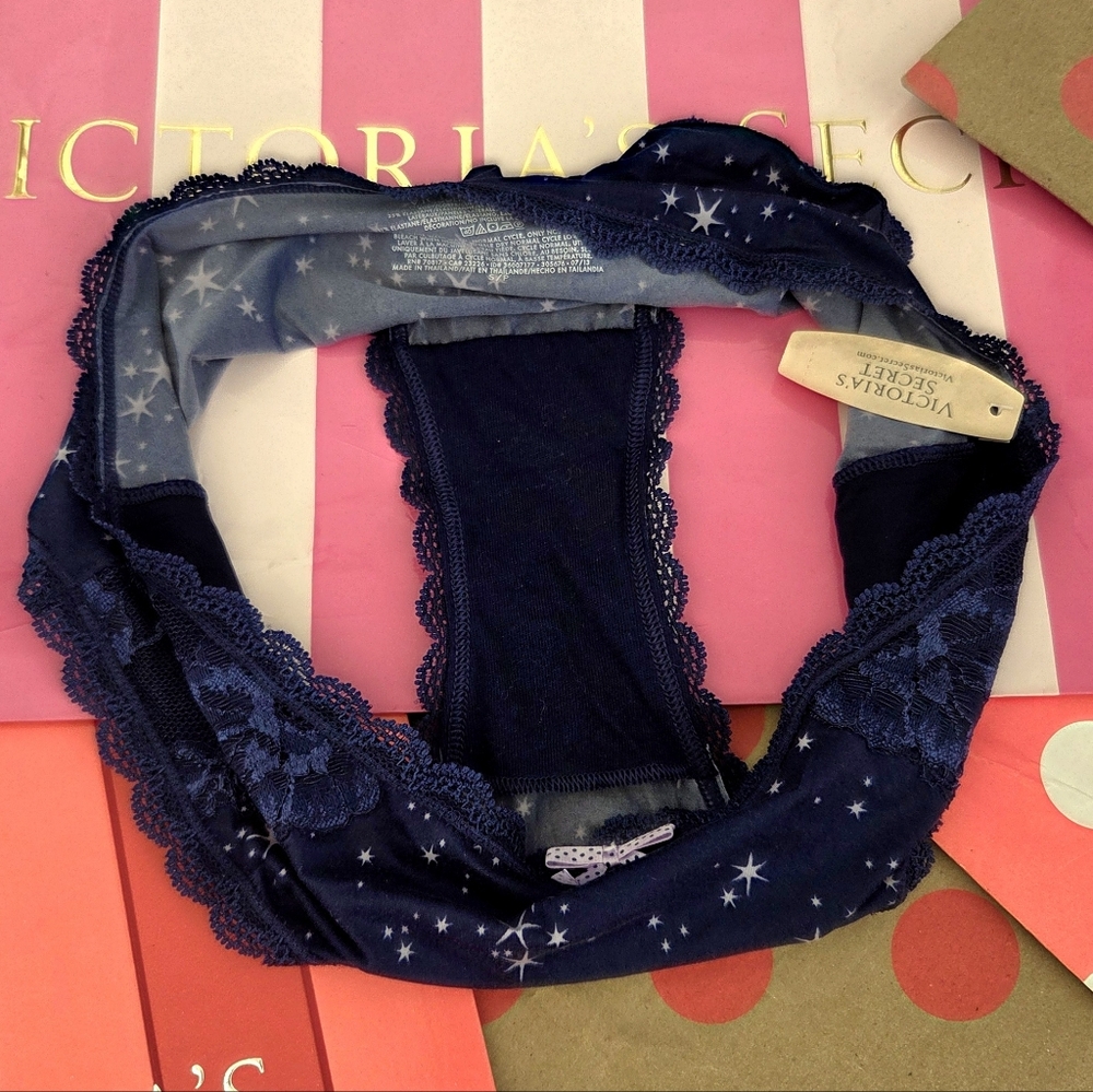 Victoria's Secret Dream Angels Hiphugger Lace Panty Blue NWT Nylon Galaxy Stars - Picture 8 of 11